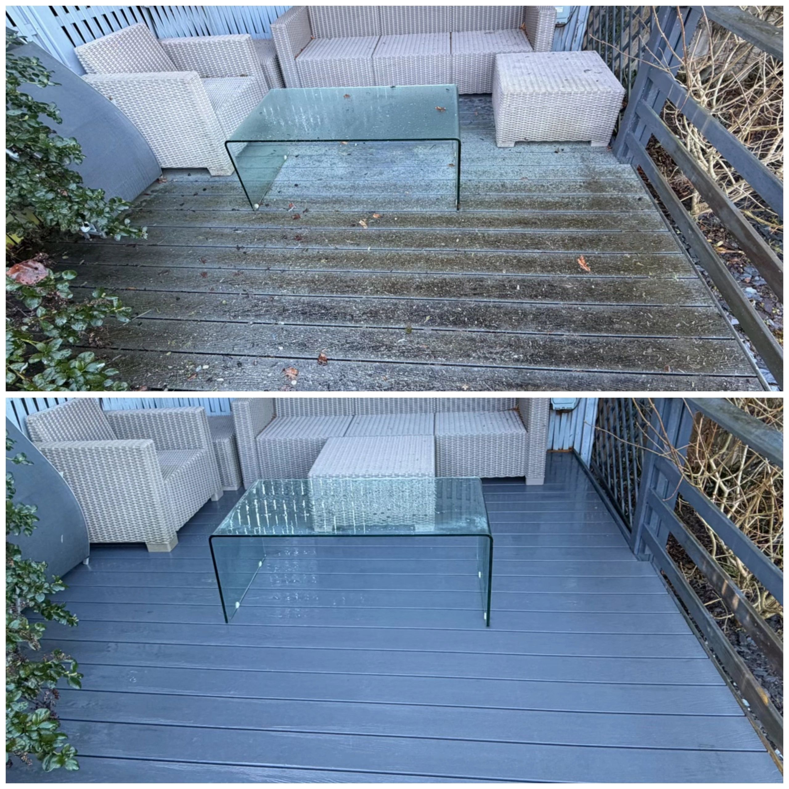 Deck cleaning result